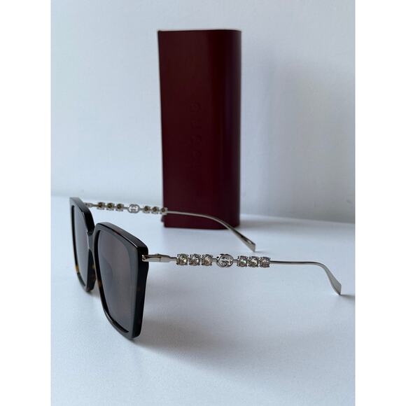 NEW Gucci GG1967S Oversized Brown Crystal Sunglasses $665 main image 6